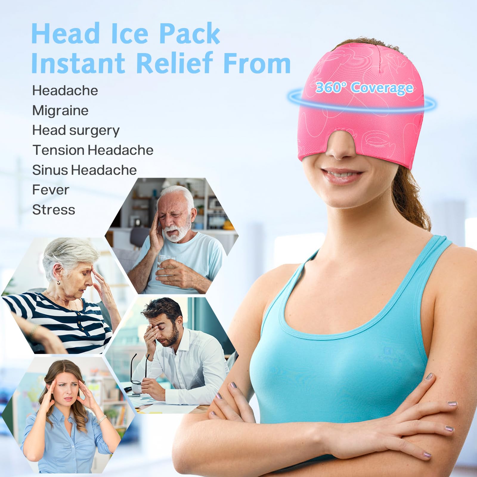 Luguiic Gel Ice Headache and Migraine Relief Hat