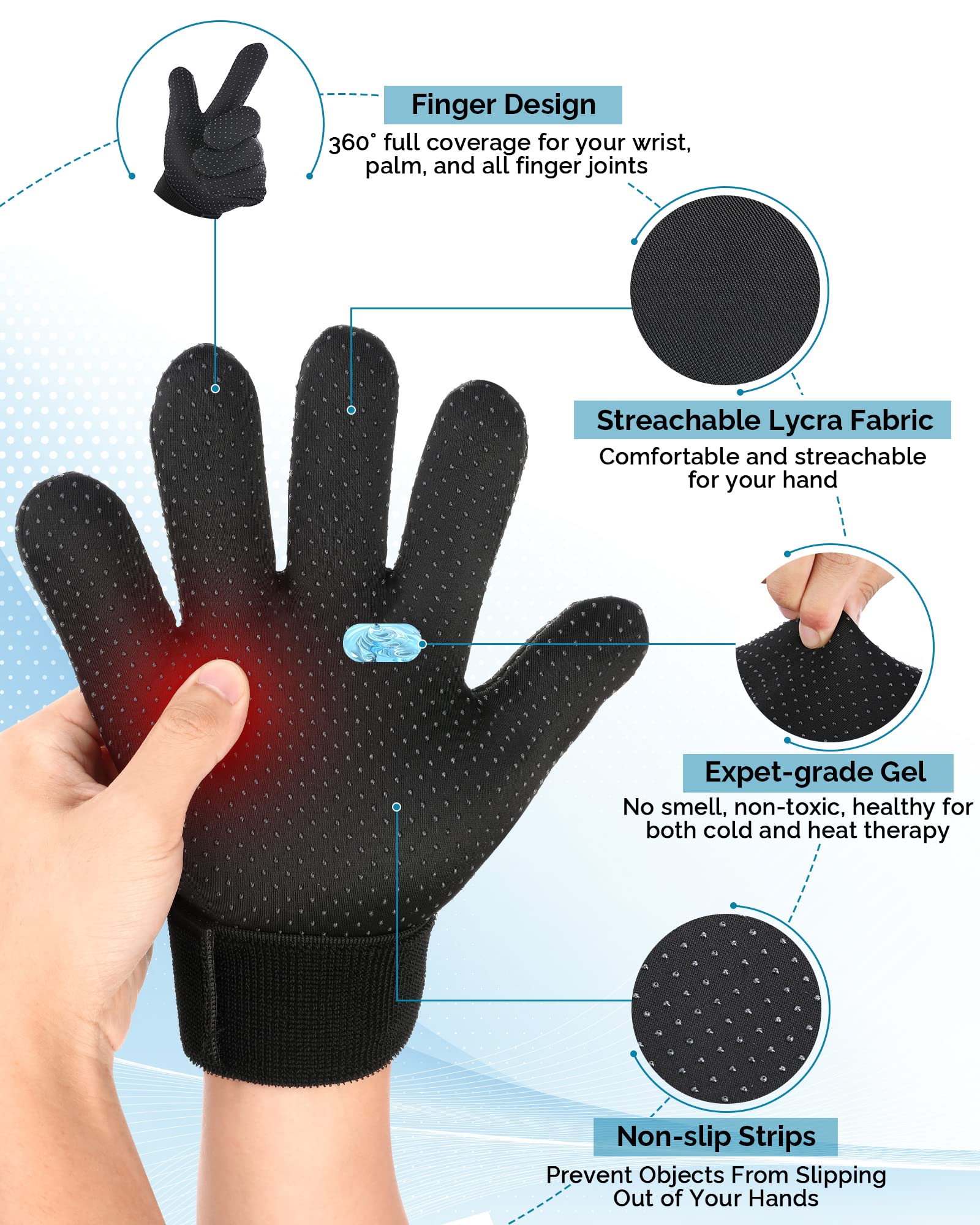 Luguiic Full Finger Arthritis Ice Gloves