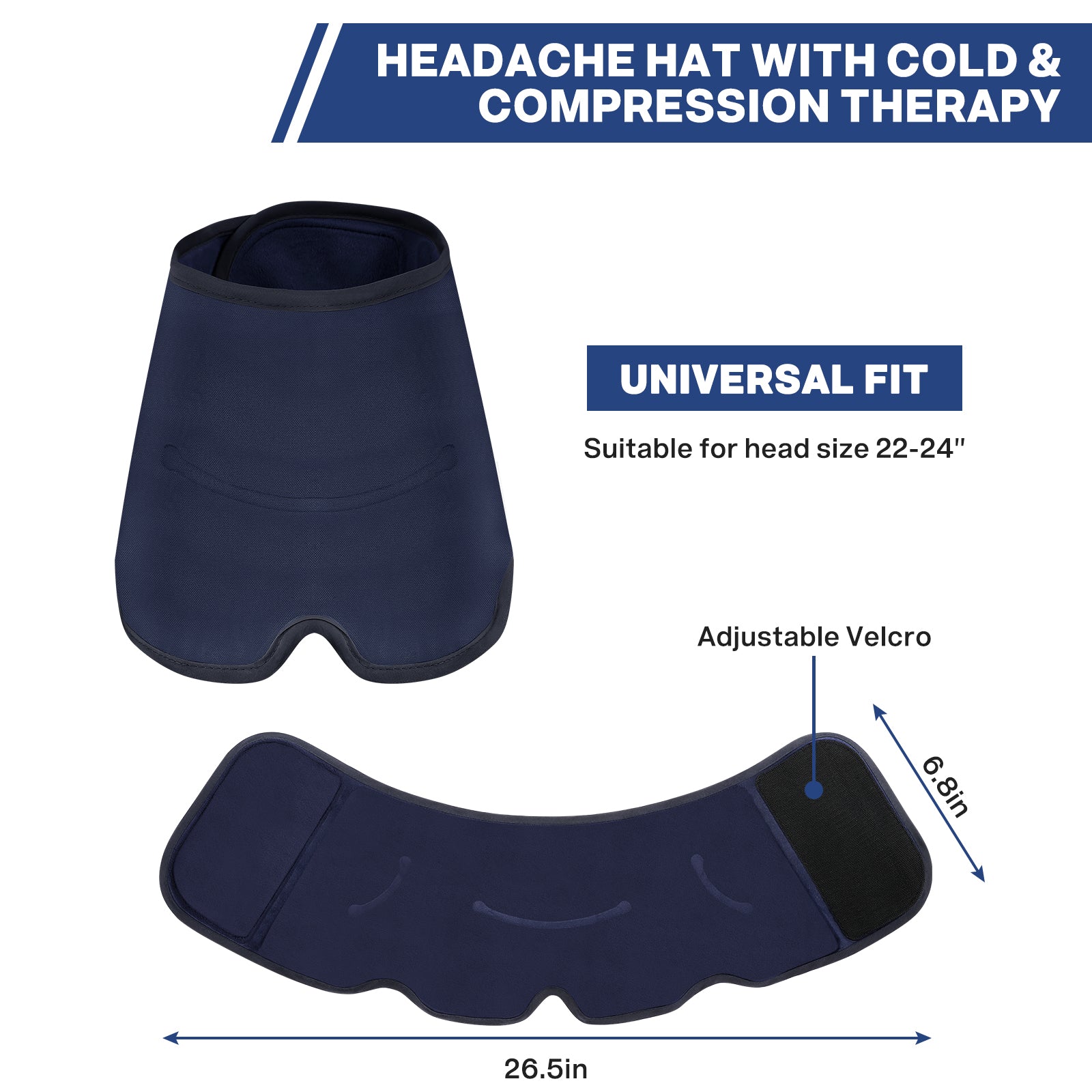 Luguiic Headache & Migraine Relief Wrap Hat (Black)
